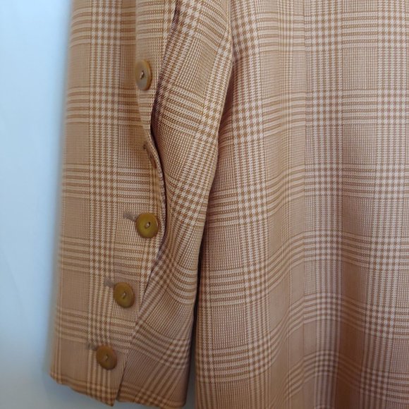 KS. Klaus Steilmann Vintage Light Peach and Brown Plaid Womens Blazer38 - Picture 9 of 15